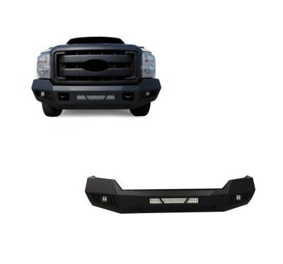 Black Horse Off Road - B | Armour Front Bumper Kit | Black | With LED Lights (1x 20in light bar, 2x pair LED cube) | AFB-F211-KIT