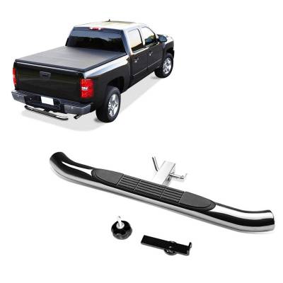 Black Horse Off Road - H | 3” ROUND Stainless Steel Hitch Steps Fits in Class III 2” Hitch Receiver | Stainless Steel | HS36RS