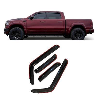 Black Horse Off Road - Black Horse Off Road [BHOR] |In Channel Rain Guard/Wind Deflectors|2019-2024 Ram 1500 Crew Cab|Smoke,4Pcs|#1494806IN