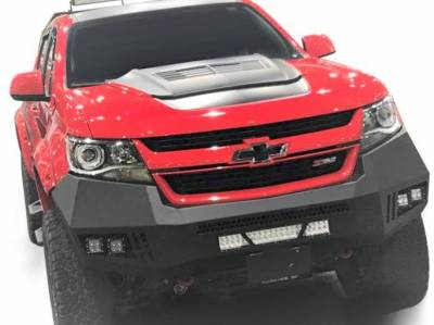 Black Horse Off Road - B | Chevrolet Colorado 15-20 Armour Front Bumper Kit | Black | With LED Lights (1x 20in light bar, 2x pair LED cube) | AFB-CO15-KIT