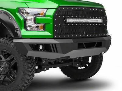 Black Horse Off Road - B | Armour Front Bumper Kit | Black | With LED Lights (1x 20in light bar, 2x pair LED cube) | AFB-F109-KIT