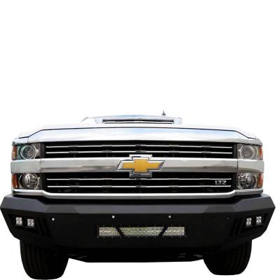 Black Horse Off Road - B | Armour Front Bumper Kit | Black | With LED Lights (1x 20in light bar, 2x pair LED cube) | AFB-SI25-15-KIT