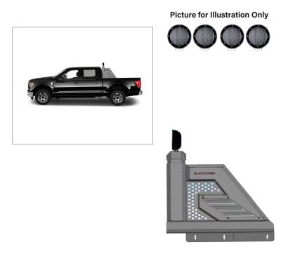 Black Horse Off Road - J | Armour II Roll Bar Kit | Comes with a set of 5.3" Black Round Flood LED Lights | AR2-01B-PLFB