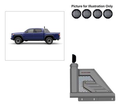 Black Horse Off Road - J | Armour II Roll Bar Kit | Comes with a set of 5.3" Black Round Flood LED Lights | AR2-03B-PLFB