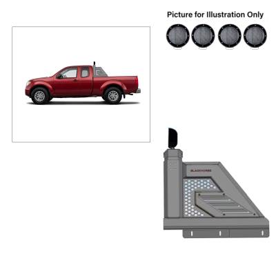 Black Horse Off Road - J | Armour II Roll Bar Kit | Comes with a set of 5.3" Black Round Flood LED Lights | AR2-05B-PLFB