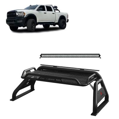 Black Horse Off Road - J | Atlas Roll Bar Kit | Black | Compatible With Most 1/2 TON Trucks | Includes 40 in LED Light Bar | RB-BA1B-KIT