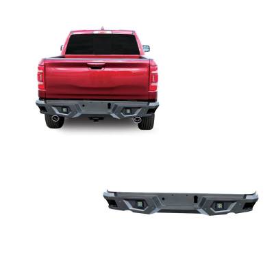 Black Horse Off Road - Armour Super Heavy Duty Rear Bumper-Matte Black-2019-2024 Ram 1500|Black Horse Off Road
