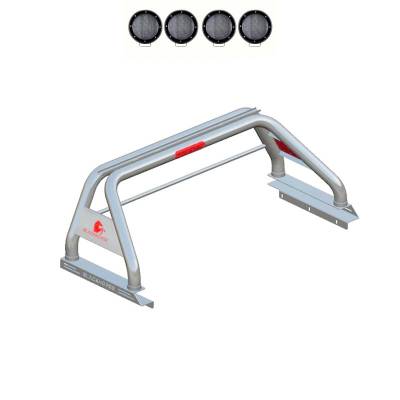 Black Horse Off Road - Classic Roll Bar With 2 Set of 5.3".Black Trim Rings LED Flood Lights-Stainless Steel-2005-2023 Toyota Tacoma|Black Horse Off Road