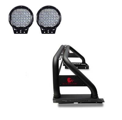 Black Horse Off Road - Classic Roll Bar With Set of 9" Black Round LED Light-Black-Colorado/Canyon|Black Horse Off Road
