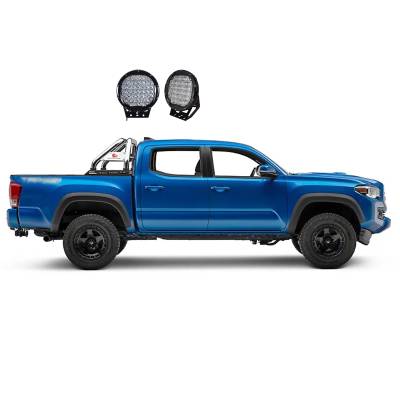 Black Horse Off Road - CLASSIC Roll Bar With Set of 9" Black Round LED Light-Stainless Steel-2005-2023 Toyota Tacoma|Black Horse Off Road