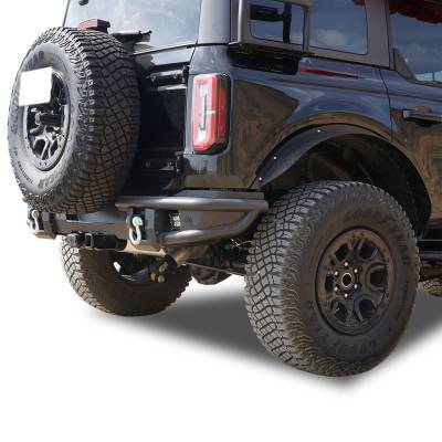 Black Horse Off Road - ARMOUR Tubular Heavy Duty Front Bumper With set of 2" 20W flood work light-Matte Black-2021-2024 Ford Bronco|Black Horse Off Road
