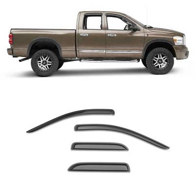 Black Horse Off Road - Black Horse Off Road [BHOR] |Tape On Rain Guard/Wind Deflectors|2002-2008 Dodge Ram 1500 Quad Cab/2003-2009 Dodge Ram 2500 Quad Cab/2003-2009 Dodge Ram 3500 Quad Cab|Smoke,4Pcs|#140530