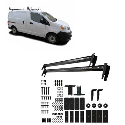 Black Horse Off Road - Black Horse Off Road Ladder Rack Black Universal Two Bars Fit Most Work Vans Without Rain Gutters 600 lbs Weight Capacity fit 2014-25 City Express|2012-25 NV200|2015-25 Promaster City|2010-25 Transit Connect |Black Horse Off Road