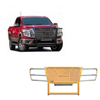 Black Horse Off Road - RUGGED Heavy Duty Grille Guard With Single Row LED Light-Black-2017-2024 Nissan Titan|Black Horse Off Road