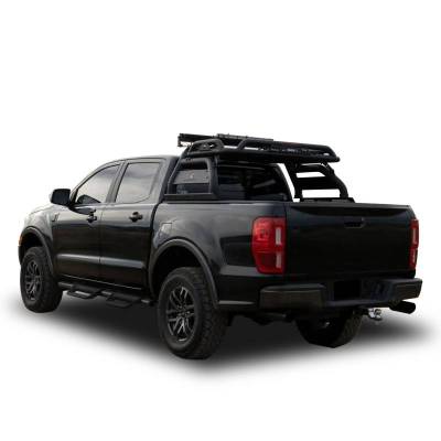 Black Horse Off Road - ATLAS Roll Bar Ladder Rack With 40&quot; LED Light Bar-Black-2019-2024 Ford Ranger|Black Horse Off Road