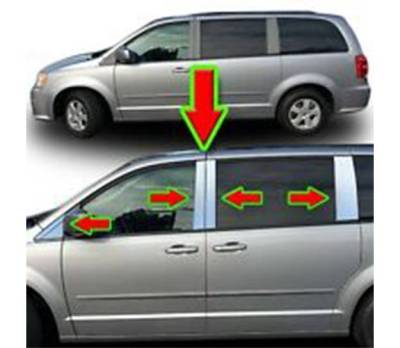 Black Horse Off Road - Pillar Post Trims-Chrome-2008-2016 Chrysler Town & Country/2008-2016 Dodge Grand Caravan/2009-2014 Volkswagen Routan|Black Horse Off Road