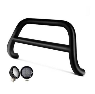 Black Horse Off Road - A Bar With Set of 5.3".Black Trim Rings LED Flood Lights-Black-2007-2012 Hyundai Santa Fe|Black Horse Off Road