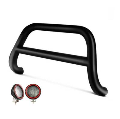 Black Horse Off Road - A Bar With Set of 5.3" Red Trim Rings LED Flood Lights-Black-2008-2017 Jeep Patriot|Black Horse Off Road