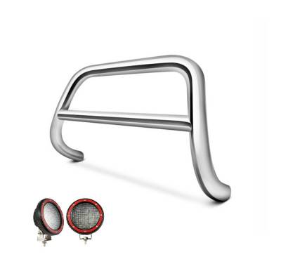 Black Horse Off Road - A Bar With Set of 5.3" Red Trim Rings LED Flood Lights-Stainless Steel-2010-2015 Hyundai Tucson/2011-2017 Kia Sportage|Black Horse Off Road