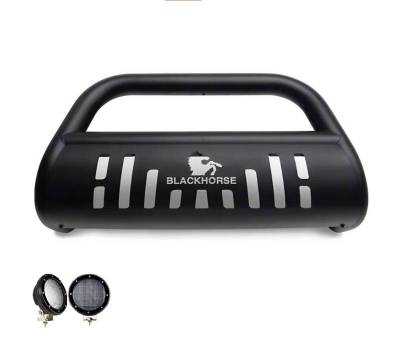 Black Horse Off Road - Bull Bar With Set of 5.3".Black Trim Rings LED Flood Lights-Black-2019-2023 Ram 1500 Classic/2011-2018 Ram 1500/2009-2010 Dodge Ram 1500|Black Horse Off Road