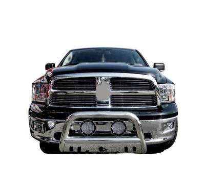 Black Horse Off Road - Bull Bar With Set of 5.3".Black Trim Rings LED Flood Lights-Stainless Steel-2019-2023 Ram 1500 Classic/2011-2018 Ram 1500/2009-2010 Dodge Ram 1500|Black Horse Off Road