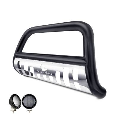 Black Horse Off Road - Bull Bar With Set of 5.3".Black Trim Rings LED Flood Lights-Black-2005-2010 Toyota Sienna|Black Horse Off Road