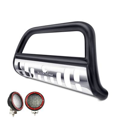 Black Horse Off Road - Bull Bar With Set of 5.3" Red Trim Rings LED Flood Lights-Black-2002-2005 Ford Explorer/2002-2005 Mercury Mountaineer|Black Horse Off Road