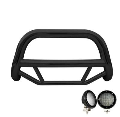 Black Horse Off Road - MAX Bull Bar With Set of 5.3".Black Trim Rings LED Flood Lights-Black-2007-2009 Chrysler Aspen/2004-2009 Dodge Durango|Black Horse Off Road