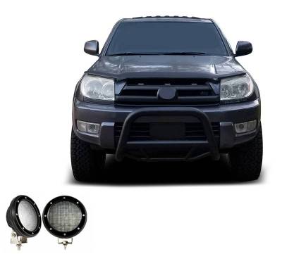 Black Horse Off Road - MAX Bull Bar With Set of 5.3".Black Trim Rings LED Flood Lights-Black-2003-2009 Lexus GX470/2003-2009 Toyota 4Runner|Black Horse Off Road