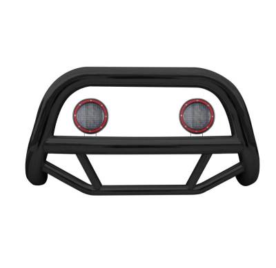 Black Horse Off Road - MAX Bull Bar With Set of 5.3" Red Trim Rings LED Flood Lights-Black-2021-2023 Nissan Rogue|Black Horse Off Road