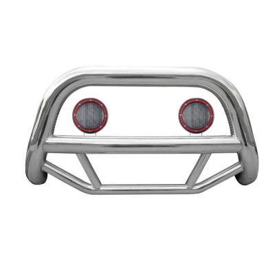 Black Horse Off Road - MAX Bull Bar With Set of 5.3" Red Trim Rings LED Flood Lights-Stainless Steel-2011-2013 Toyota Highlander|Black Horse Off Road