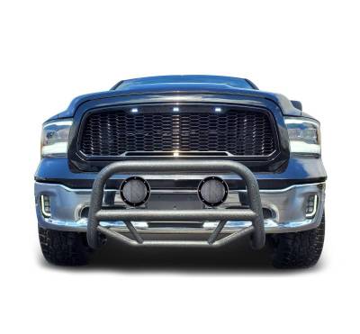 Black Horse Off Road - MAX T Bull Bar With Set of 5.3".Black Trim Rings LED Flood Lights-Textured Black-2009-2010 Dodge Ram 1500/2011-2018 Ram 1500/2019-2024 Ram 1500 Classic|Black Horse Off Road
