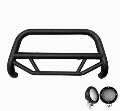 Black Horse Off Road - MAX T Bull Bar With Set of 5.3".Black Trim Rings LED Flood Lights-Textured Black-2007-2021 Toyota Tundra|Black Horse Off Road