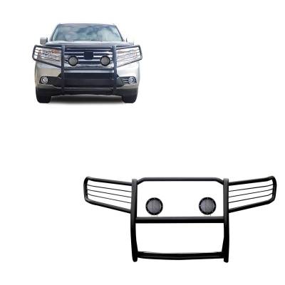 Black Horse Off Road - Grille Guard With Set of 5.3".Black Trim Rings LED Flood Lights-Black-2009-2015 Honda Pilot|Black Horse Off Road