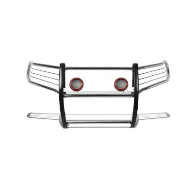 Black Horse Off Road - Grille Guard With Set of 5.3" Red Trim Rings LED Flood Lights-Stainless Steel-2010-2024 Toyota 4Runner|Black Horse Off Road