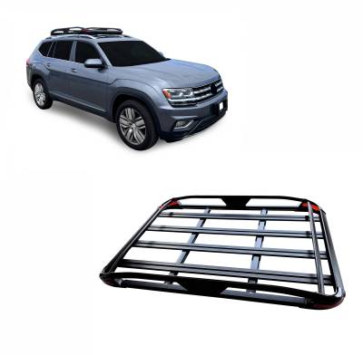 Black Horse Off Road - Black Horse | TRAVELER Aluminum Roof Mounted Cargo Basket Rack | 63"x43"x6" | Black | Compatible with cars trucks SUVs | TR-RB6343