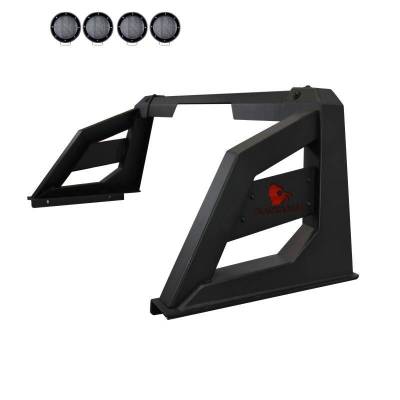 Black Horse Off Road - ARMOUR Roll Bar With 2 Set of 5.3".Black Trim Rings LED Flood Lights-Matte Black-Colorado/Canyon/Tacoma|Black Horse Off Road