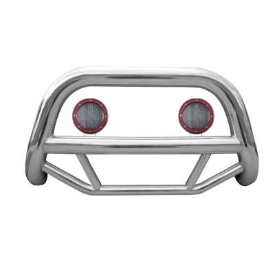 Black Horse Off Road - MAX Bull Bar With Set of 5.3" Red Trim Rings LED Flood Lights-Stainless Steel-2008-2010 Toyota Highlander|Black Horse Off Road