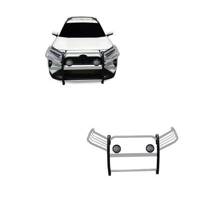 Black Horse Off Road - Grille Guard With Set of 5.3".Black Trim Rings LED Flood Lights-Stainless Steel-2019-2024 Toyota RAV4|Black Horse Off Road