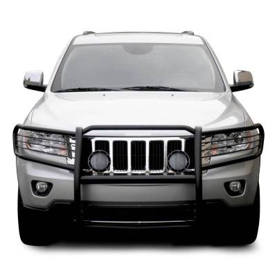 Black Horse Off Road - Grille Guard With Set of 5.3".Black Trim Rings LED Flood Lights-Black-2011-2021 Jeep Grand Cherokee|Black Horse Off Road