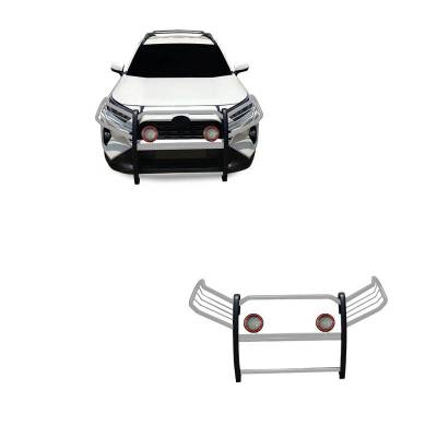 Black Horse Off Road - Grille Guard With Set of 5.3" Red Trim Rings LED Flood Lights-Stainless Steel-2019-2024 Toyota RAV4|Black Horse Off Road