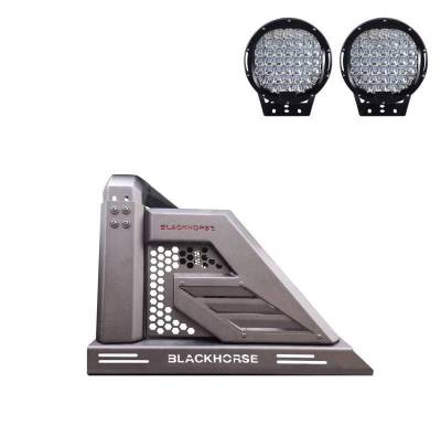 Black Horse Off Road - ARMOUR II Roll Bar With Set of 9&quot; Black Round LED Light-Black-2019-2024 Ford Ranger|Black Horse Off Road