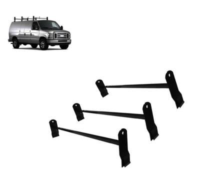 Black Horse Off Road - Black Horse off road three Bars Ladder Rack Black Steel Roof Ladder Rack adjustable utility Cross Bar Ladder Rack with Stoppers Fit 2003-2025 Chevy Express/GMC Savana|1999-2014 Ford Econoline - 600 LBS weight Capacity |Black Horse Off Road