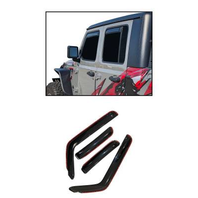 Black Horse Off Road - Black Horse Off Road [BHOR] |In Channel Rain Guard/Wind Deflectors|2007-2017 Jeep Wrangler |Smoke,4Pcs|#1494249IN
