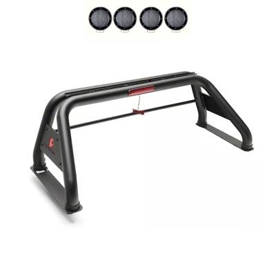 Black Horse Off Road - CLASSIC Roll Bar With 2 Set of 5.3".Black Trim Rings LED Flood Lights-Black-Dodge/Ram 2500/3500, Chevrolet/GMC Silverado/Sierra 1500/2500 HD/3500/3500 HD, Ford F-150, Toyota Tundra, Nissan Titan|Black Horse Off Road
