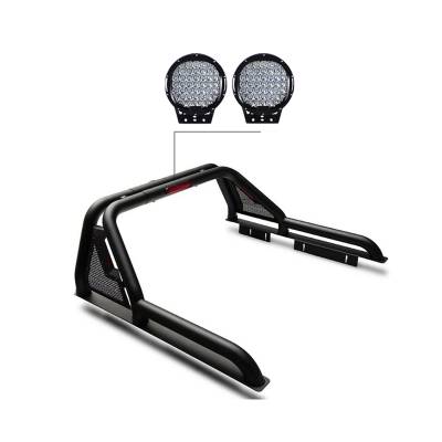 Black Horse Off Road - GLADIATOR Roll Bar Ladder Rack With Set of 9" Black Round LED Light-Black-2019-2024 Ford Ranger|Black Horse Off Road