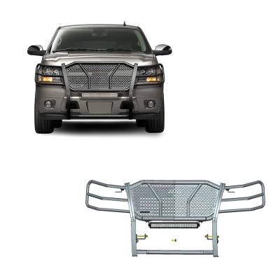 Black Horse Off Road - RUGGED Heavy Duty Grille Guard With 20" Double Row LED Light-Black-Tahoe/Suburban 1500/Avalanche|Black Horse Off Road
