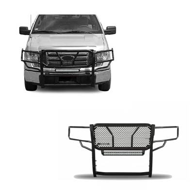 Black Horse Off Road - RUGGED Heavy Duty Grille Guard With 20" Double Row LED Light-Black-2009-2014 Ford F-150|Black Horse Off Road