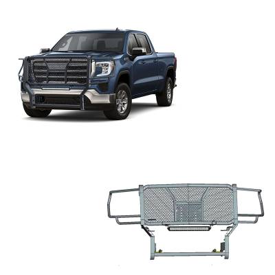 Black Horse Off Road - RUGGED Heavy Duty Grille Guard With 20" Double Row LED Light-Black-Sierra 2500 HD/Sierra 3500 HD|Black Horse Off Road