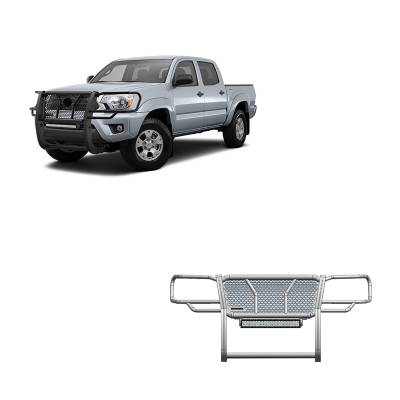 Black Horse Off Road - RUGGED Heavy Duty Grille Guard With 20" Double Row LED Light-Black-2005-2015 Toyota Tacoma|Black Horse Off Road